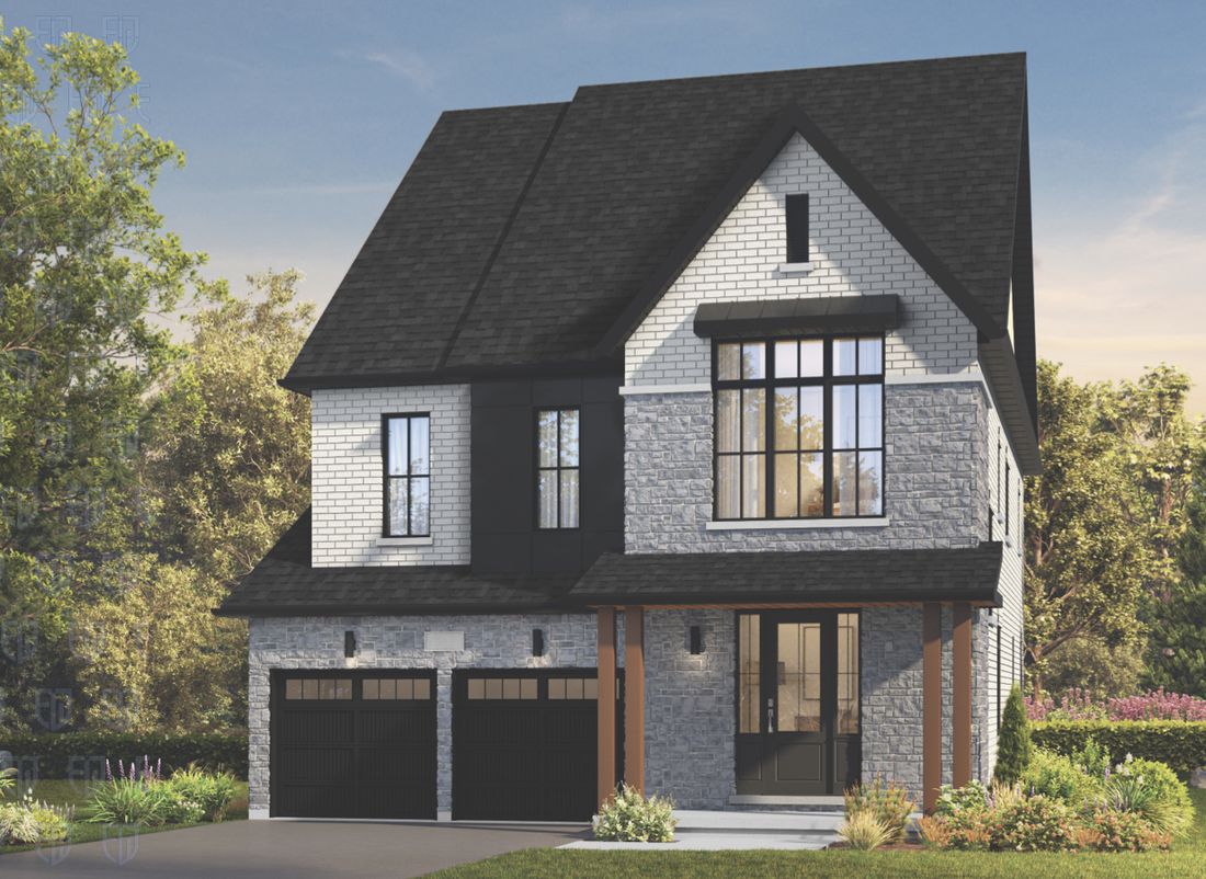 The Ashford, Elevation A, white brick and stone detached home